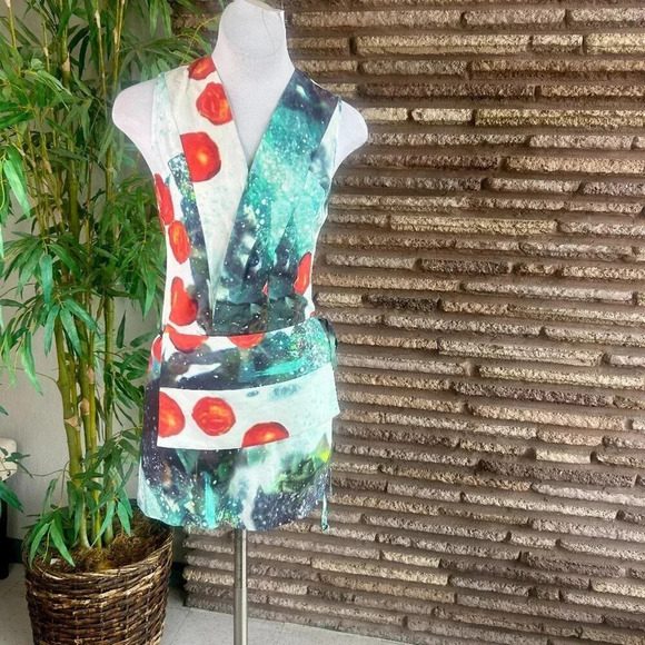 Misha Nonoo 100% Silk V Neck Mini Dress with Attached Flap Pouch Size 2 - Picture 1 of 9